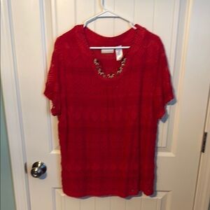 Alfred dunner Red Lace Women's Top 1X